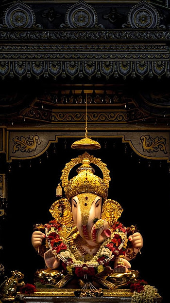 Dagdusheth Ganpati, Black Theme, Background HD phone wallpaper