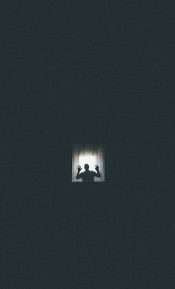 Eerie silhouette of a person against a window, conveying themes of isolation and entrapment. HD phone wallpaper