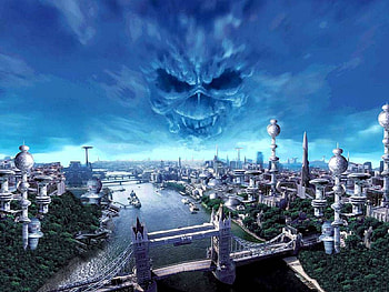 Iron maiden, sky, cg, abstract, 3d HD wallpaper
