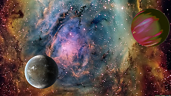 Nebula, Sci Fi, Space, Moon, Planet HD wallpaper