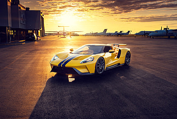 Car, sportcar, yellow Ford GT HD wallpaper