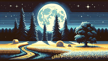 Majestic Harvest Moon Over Countryside Fields, harvest moon (nature), moonlit landscape, forest, Night Sky, wheat HD wallpaper