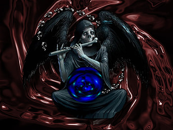 Sound of Death, flute, globe, black wings, reaper, death HD wallpaper