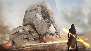Rey vs Kylo ATAT wreck, Kylo Ren, Rey (Star Wars), Sci Fi, Star Wars HD wallpaper