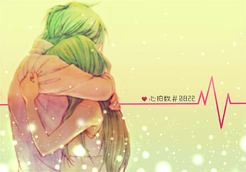 Miku and Mikuo, sweet, vocaloids, love, hatsune, hug, heart HD wallpaper