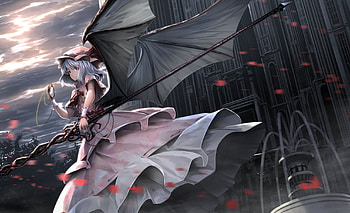 Remilia Scarlet, wind, anime, touhou, ryosios, girl, manga HD wallpaper