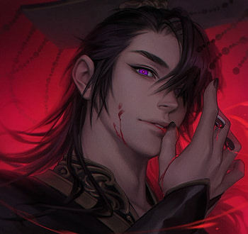 Taxian Jun, hand, red, taxianjun, fantasy, man, face, lisa buijteweg HD wallpaper