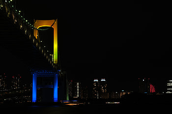 Dark, Night City, Bridge, Backlight, Illumination, Japan, Tokyo HD wallpaper