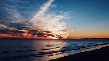 Nature, Sunset, Sea, Twilight, Clouds, Horizon, Shore, Bank, Dusk, Porous HD wallpaper