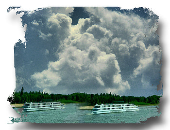 race of Donau, donau, shadow, race, 3d, boats, lights, clouds, water, glace HD wallpaper