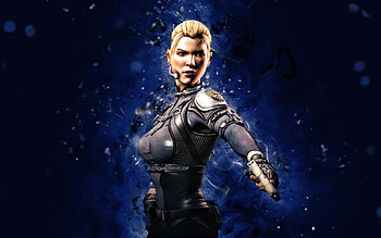 Cassandra Cage, , blue neon lights, Mortal Kombat Mobile, fighting games, MK Mobile, creative, Mortal Kombat, Cassandra Cage Mortal Kombat HD wallpaper