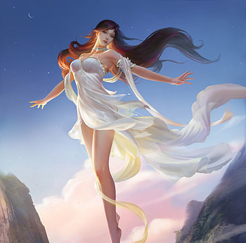 Flying, gurl, blue, fantasy, taiwei, goddess HD wallpaper