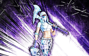 Diamond Diva, grunge art, Fortnite Battle Royale, Fortnite characters, Diamond Diva Skin, violet abstract rays, Fortnite, Diamond Diva Fortnite HD wallpaper