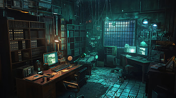 Dark Atmospheric Study Room with Computers, computer, Study HD wallpaper