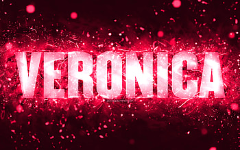 Happy Birtay Veronica, , pink neon lights, Veronica name, creative, Veronica Happy Birtay, Veronica Birtay, popular american female names, with Veronica name, Veronica HD wallpaper