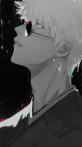gojo satoru anime, aesthetic, gojo_satoru, glitch, black, dark, manga, glitter HD phone wallpaper