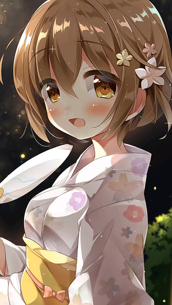 Girl03, geisha, hair, pink, white, anime_girl, brown, girl, anime HD phone wallpaper