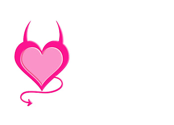 Happy Valentine's Day!, valentine, pink, white, horns, card, heart, demon HD wallpaper