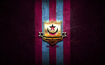 Drogheda FC, golden logo, League of Ireland Premier Division, purple metal background, football, irish football club, Drogheda FC logo, soccer, FC Drogheda HD wallpaper