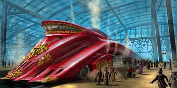 The Train that Never Was, engine, train, fantasy, steam, gothic HD wallpaper
