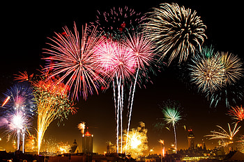 New years eve, 2018, fireworks, night, city, celebrations, buildings HD wallpaper