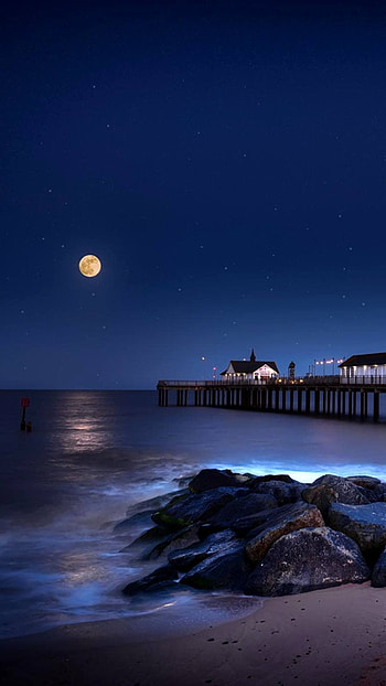 Good Night, Sea, Night HD phone wallpaper