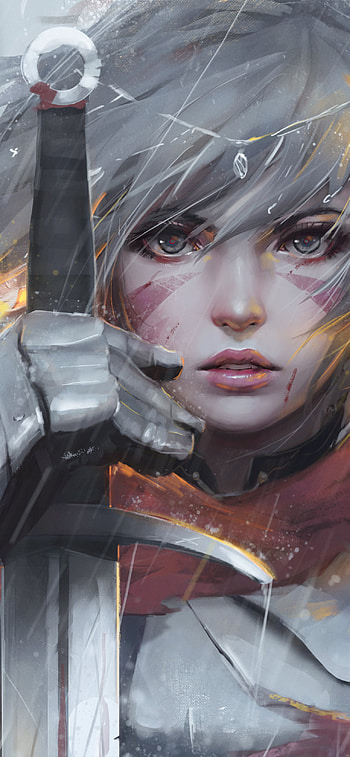 Legend, short hair, sword, fantasy, woman HD phone wallpaper