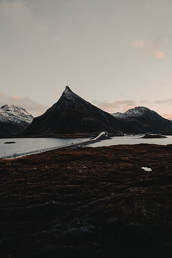 Nature, Mountains, Ford, Bridge, Norway, Crossing, Lofoten HD phone wallpaper