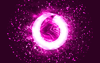 Vodafone purple logo, , purple neon lights, creative, purple abstract background, Vodafone logo, brands, Vodafone HD wallpaper