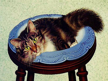 By Lowell Herrero, animal, kitten, lowell herrero, drawing, cat HD wallpaper