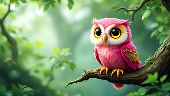 Adorable Pink Owlet: A Stunning Ultra, owlet, cartoon, wood, fantasy HD wallpaper