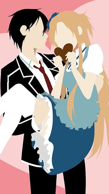 minimalist, Valentine's Day, Asuna Yuuki, Kazuto Kirigaya, Kirito (Sword Art Online), Anime, Sword Art Online, minimalist anime, Kirito And Asuna HD phone wallpaper