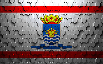 Flag of Florianopolis, honeycomb art, Florianopolis hexagons flag, Florianopolis 3d hexagons art, Florianopolis flag HD wallpaper