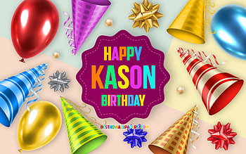 Happy Birtay Kason, , Birtay Balloon Background, Kason, creative art, Happy Kason birtay, silk bows, Kason Birtay, Birtay Party Background HD wallpaper