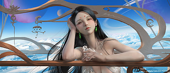 Girl, blue, fantasy, art, shiwen liu, luminos HD wallpaper