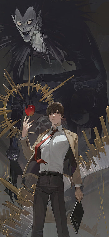Death Note Duel: Light and Ryuk Masterpiece, Light Yagami, Anime, Death Note HD phone wallpaper