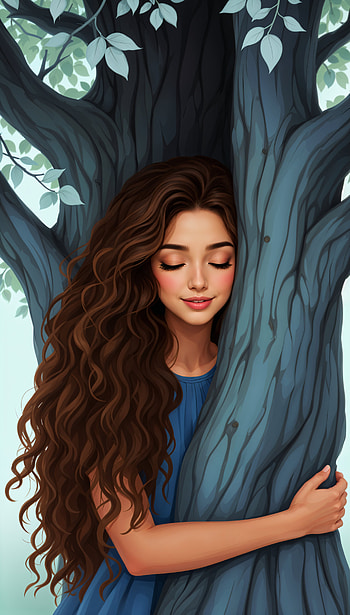 Nature's Embrace: A Serene , woman, tree, nature HD phone wallpaper