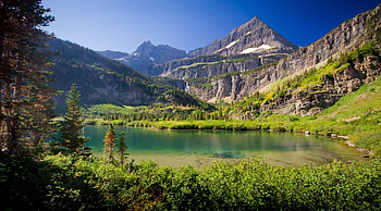 Mountains, Nature, Grass, Sky, Summer, Lake HD wallpaper