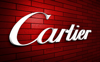 Cartier 3D logo, , red brickwall, creative, brands, Cartier logo, 3D art, Cartier HD wallpaper