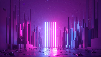 Artistic City Neon Lights Starry Sky Reflection Vaporwave Vaporwave HD wallpaper
