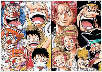 Legendary One Piece Pirates : Luffy, Shanks, Teach & Buggy Unite, Marshall D. Teach, Shanks (One Piece), Monkey D. Luffy, Buggy (One Piece), Anime, One Piece HD wallpaper