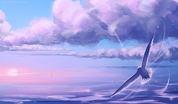 Art, Bird, Flight, Seagull, Gull HD wallpaper