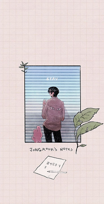 Junkook Notes Stay, bts, door, art, jungkook HD phone wallpaper