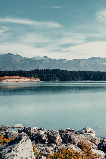 Nature, Mountains, Lake, Forest, Lumps, Blocks HD phone wallpaper