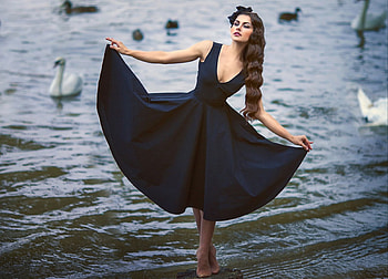 The Black Swan, BLACK, SWAN, WOMAN, DRESS, MODEL, SWANS, DANCE HD wallpaper