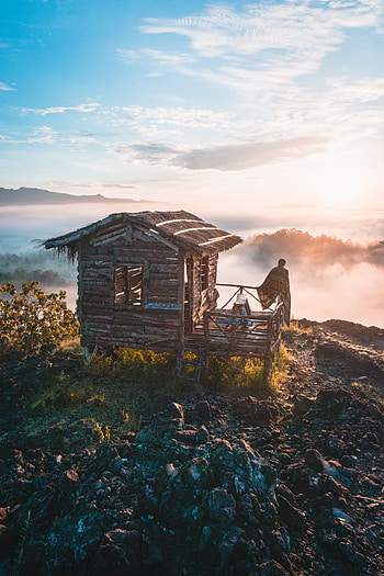 Loneliness, Nature, Mountains, Seclusion, Privacy, Small House, Lodge, Indonesia HD phone wallpaper