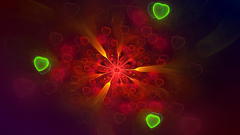 Abstract, Hearts, Bright, Pattern, Fractal HD wallpaper