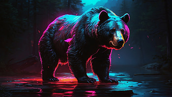 Majestic Black Bear, black bear, bear, Wildlife, neon, forest HD wallpaper