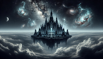 Enchanted Castle Flying Island, flying island, fantasy, castle, space, cloud, space fantasy HD wallpaper