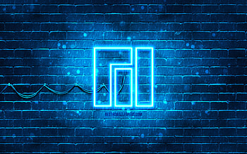 Manjaro blue logo, blue brickwall, , Manjaro new logo, Linux, Manjaro neon logo, Manjaro logo, Manjaro HD wallpaper